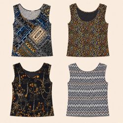 Y2K Midnight Print Sleeveless Tops