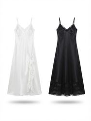 (FV-2386) Y2K Black & White Aesthetic slip Dress