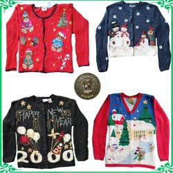 Vintage Heavy Knit Novelty Jumper Sweater Christma..