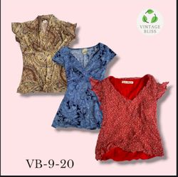 Y2K Vintage Printed Poly Blouse Wholesale Bundle A..