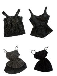Y2K Black Sheer Mesh Layered Camisoles-ST-292