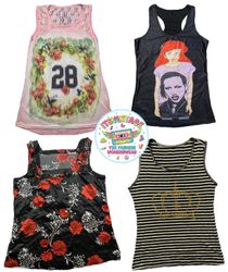 Y2K Vintage Graphic Tanks – 9pcs Wholesale | VR383..