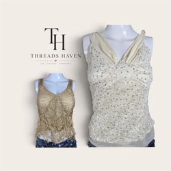 THB00057 Y2K Embroidered Camisole | Vintage Lace &..