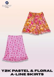 Y2K Pastel & Floral A- Line Skirts - EV2360