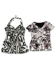 (FV-2568)     Black & White Printed Top Mix | Retr..