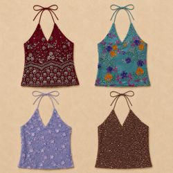 Y2k Upcycled Glam Halter Tops