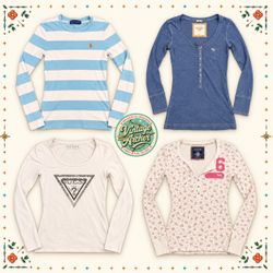 Y2K Henley & Long Sleeve Tops Mix – Vintage Women’..