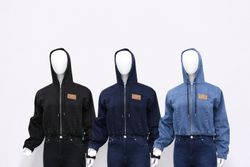 CR2018 Upcycled Denim Hooded Crop Jacket