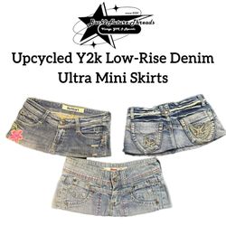 Upcycled Y2k Denim Low Rise Ulta Mini Skirts