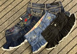 Upcycled Y2K Denim Ruffle Micro Mini Skirt