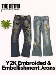 YW-135/Y2K embroidered and embellished jeans