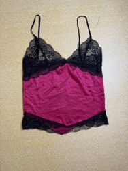 Th473 Y2K Silk Lace Trim Top | Vintage 90s 2000s C..