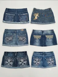 Vintage Y2K Embellished Denim Mini Skirts Lot(VM-2..