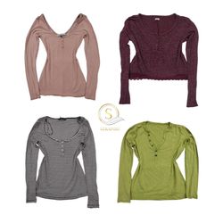 Y2K Henley Tops