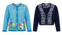 (FV-2548) Vintage style Embroidered Cardigan Sweat..