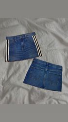 Upcycled Denim Side-Stripe Mini Skirt
