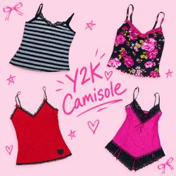 Y2K EURO STYLE CAMIS/LACE TRIM CAMISOLE'S, LINGERI..