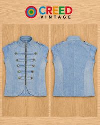 CR2272 UPCYCLED MILITARY-STYLE DENIM ZIP VEST