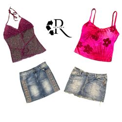 Y2K Women Denim Skirts and Camisole Tops RW-2621
