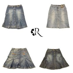 Y2K Cyber Girl Era Denim Midi Skirt RE-2379