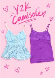 Y2K EURO STYLE CAMIS/LACE TRIM CAMISOLE'S, LINGERI..