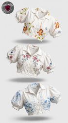 Upcycled table cover cropped tee