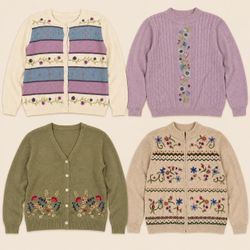 Y2k Vintage Cottagecore Floral Embroidered Knitwea..