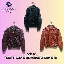 Y2K Soft Luxe Bomber Leather Jackets - EV1243
