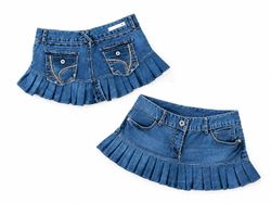 Upcycled Denim Pleated Mini Skirt