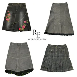 Y2K Parish Hilton Era Girl Denim Midi Skirts RE-36..
