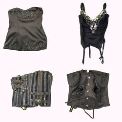 Y2k Black Bustier and Corset Tops B2F-276