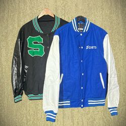 Baseball Wool and leather Varsity Jacket(FNC:16)
