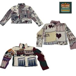 Upcycled Tapestry Front Button Jackets