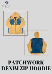 Upcycled Patchwork Denim Zip Hoodies - EVR0226