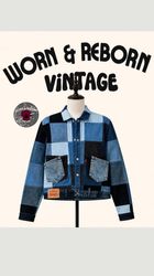 Upcyled Levi’s denim patchwork jacket’s