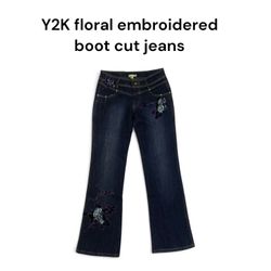 Y2K floral embroidered jeans