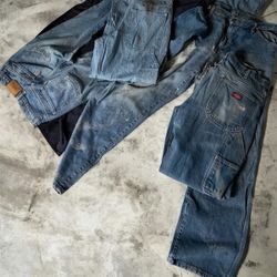 Plain denim straight fit wide leg carpenter pants ..