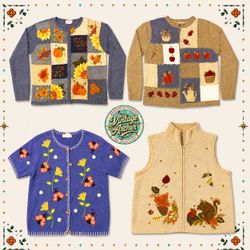 Vintage Heavy Knit Novelty Jumpers: 10pcs (S6)