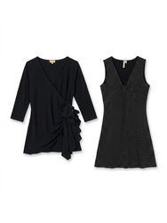 (FV-2589)Vintage Style Black & Burgundy Womenswear..