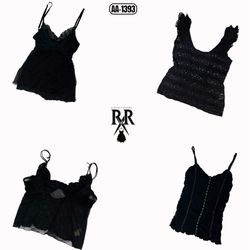Y2K Black Gothic Cami Tops (AA-1393)