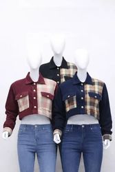 Veste courte à panneaux écossais remaniée CR1172