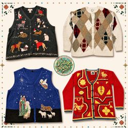 Vintage Heavy Knit Novelty Jumpers Mix: 10pcs (S2)..