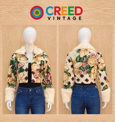 CR2290 UPCYCLED TAPESTRY & SHERPA CROP JACKET