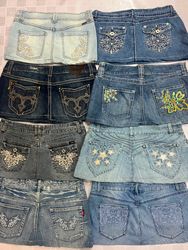 R701 Ladies Upcycled Embellished Mini Skirts