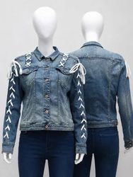 CR2160 UPCYCLED LACE-UP DENIM JACKET