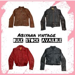 Y2K Leather Jackets Bundle - Brown Moto, Black Bik..