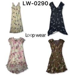 Y2K Floral Mesh & Ribbon Trim Midi Dresses