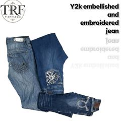 Y2k embroidered and embellished jeans #148