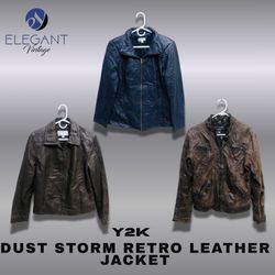 Y2K Dust Strom Retro Leather Jackets - EV1193