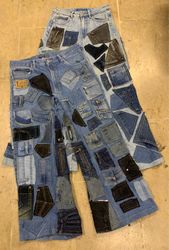 Upcycled Denim Patchwork Baggy Style Jeans